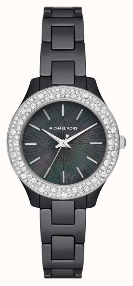 michael kors black ceramic watch with crystals|mk4650.